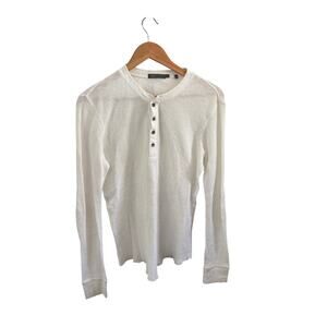 Vince Henley Waffle Knit Elbow Patch Long sleeve Shirt